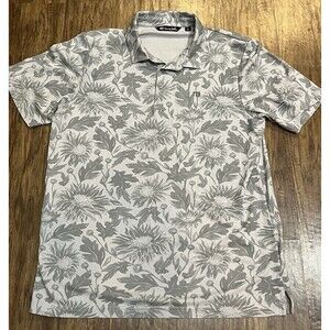 TRAVIS MATHEW 'I Can Explain' Mens Polo Shirt Golf Performance Grey XL Floral